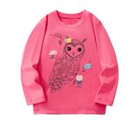 Generisch Felpa con cappuccio e felpe invernali a maniche lunghe, casual, con graziosa stampa a uccelli, per bambini e bambini, comoda vestibilità ampia, rosa intenso, 3-4 Anni