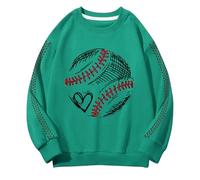 Generisch Felpa con cappuccio e ragazza per la primavera e le stampe creative 2D baseball, scollo rotondo retrò personalizzato, morbido e confortevole felpa con cappuccio casual Baby 92, verde, 3-4