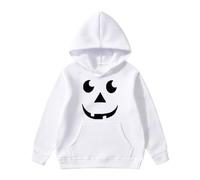 Generisch Felpa con cappuccio e stampa per bambini, in morbido pile con design grafico, comodo per il tempo libero, bianco, 3-4 Anni