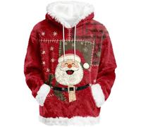 Generisch Felpa con cappuccio elegante e morbida per tutta la giornata: felpa con cappuccio in pile con morbida fodera interna, Colore: rosso, XXL