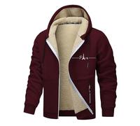 Generisch Felpa con cappuccio in pile con stampa a lettera, comoda ed elegante per attività all'aria aperta, opzione versatile per tutte le stagioni., Vino, M