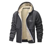 Generisch Felpa con cappuccio in pile con stampa a lettera, comoda ed elegante per attività all'aria aperta, opzione versatile per tutte le stagioni., grigio., XXL