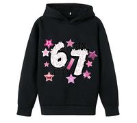 Generisch Felpa con cappuccio in pile da bambina, morbida e casual, con tasca frontale, giocoso capispalla per bambini per tutti i giorni all'aperto, Nero , 7-8 Jahre