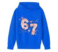 Generisch Felpa con cappuccio in pile da ragazza, morbida, casual, con tasca, ideale per giocare a scuola, Blu, 4-5 Jahre