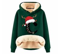 Generisch Felpa con cappuccio invernale da donna con lettere natalizie, design spesso in lana per abbigliamento casual alla moda, calore confortevole nella stagione fredda come compagno perfetto