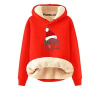 Generisch Felpa con cappuccio invernale da uomo, motivo natalizio, calda felpa per giornate fredde, comoda moda autunnale, Colore: rosso, M