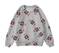 Generisch Felpa con cappuccio invernale per bambini, con stampa rugby, casual, con cappuccio, a maniche lunghe, per bambini, taglia ragazzi, grigio., 5-6 Jahre