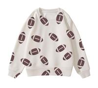 Generisch Felpa con cappuccio invernale per bambini, con stampa rugby, casual, con cappuccio, a maniche lunghe, per bambini, taglia ragazzi, bianco, 5-6 Jahre