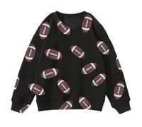 Generisch Felpa con cappuccio invernale per bambini, con stampa rugby, casual, con cappuccio, a maniche lunghe, per bambini, taglia ragazzi, Nero , 5-6 Jahre
