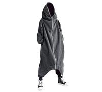 Generisch Felpa con cappuccio M per uomo, personalità, stile scuro, tutto il corpo, cerniera a maniche lunghe, felpa con cappuccio lungo, giacca causale, tuta da jogging da uomo, grigio., L