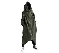 Generisch Felpa con cappuccio M per uomo, personalità, stile scuro, tutto il corpo, cerniera a maniche lunghe, felpa con cappuccio lungo, giacca causale, tuta da jogging da uomo, verde, XXL