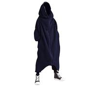 Generisch Felpa con cappuccio M per uomo, personalità, stile scuro, tutto il corpo, cerniera a maniche lunghe, felpa con cappuccio lungo, giacca causale, tuta da jogging da uomo, Blu marino, S