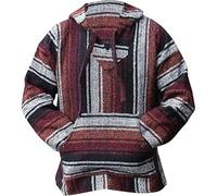 Generisch Felpa con cappuccio messicana Hippie Surf Poncho Pullover Maglione Uomo Maglione Inverno, Colore: arancione., XL