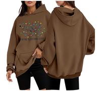 Generisch Felpa con cappuccio natalizio da donna con stampa festosa come felpa per il tempo libero per le serate invernali accoglienti attività all'aperto nella stagione fredda, caffè, L