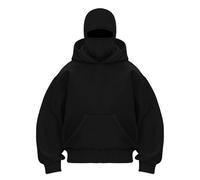 Generisch, Felpa con cappuccio Ninja, con passamontagna, da uomo e da donna, con cerniera, oversize, a roll-up, con tasche, unisex, invernale, calda, con cappuccio, Hip Hop, a maniche lunghe, per