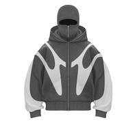 Generisch, Felpa con cappuccio Ninja, con passamontagna, da uomo e da donna, con cerniera, oversize, a roll-up, con tasche, unisex, invernale, calda, con cappuccio, Hip Hop, a maniche lunghe, per