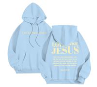 Generisch Felpa con cappuccio oversize da uomo con stampa posteriore Y2K Streetwear, felpa con cappuccio, felpa da lettera, a maniche lunghe, in cotone, con cappuccio e tasca, Blu chiaro, XL