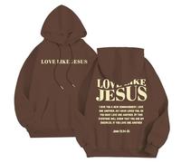 Generisch Felpa con cappuccio oversize da uomo con stampa posteriore Y2K Streetwear, felpa con cappuccio, felpa da lettera, a maniche lunghe, in cotone, con cappuccio e tasca, marrone, M