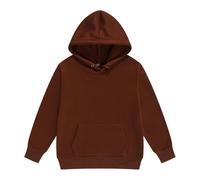 Generisch Felpa con cappuccio per bambine e bambini, calda, a maniche lunghe, per il tempo libero, con tasche, tinta unita, caffè, 6-7 Jahre
