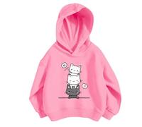 Generisch Felpa con cappuccio per bambini Carino caricatura gatto stampa tempo libero ragazza felpa a maniche lunghe comoda felpa felpa per la scuola quotidiana primavera autunno streetwear casual