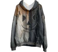 Generisch Felpa con cappuccio per Halloween da uomo a maniche lunghe, con faccina sorridente Face Smile Trend Print, divertente felpa con cappuccio per Halloween, costume di zucca, maglione horror a