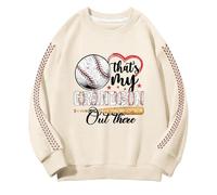 Generisch Felpa con cappuccio per ragazze e primavera e stampe creative 2D baseball, scollo rotondo retrò personalizzato, casual e confortevole, felpa con cappuccio per ragazze, beige., 10-11 Jahre