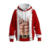 Generisch Felpa con cappuccio stampata 2025, a maniche lunghe, casual, caldo, morbido e confortevole, ideale per le vacanze invernali per il tempo libero., Colore: rosso, 5XL