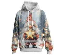 Generisch Felpa con cappuccio stampata 2025, a maniche lunghe, casual, caldo, morbido e confortevole, ideale per le vacanze invernali per il tempo libero., grigio chiaro., 4XL