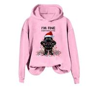 Generisch Felpa con cappuccio stampata, casual da donna, con stampa spessa e calda, con collo alto, Colore: rosa., M