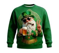 Generisch Felpa con cappuccio unisex Saint Day Leprechaun Print Air Layer senza, verde, L