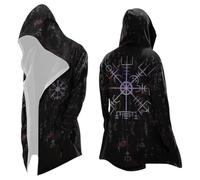 Generisch Felpa con cappuccio vichingo, da uomo, con stampa 3D, Odin, mito, primavera, autunno, medievale, per cosplay, personalità, motociclista, cardigan, giacca a tema, giacca, 03 nero., XXL