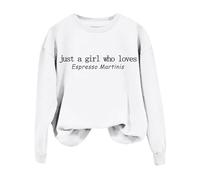 Generisch Felpa con scollo a V con cappuccio e orecchie, bianco, L