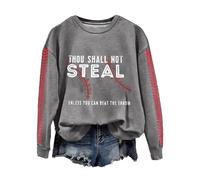 Generisch Felpa con stampa retrò baseball, "Du sollst nicht ruhlen, a meno che tu non colpisca il lancio" Oversized Jumper, grigio., M