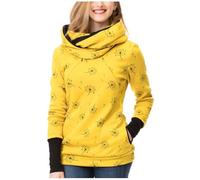 Generisch - Felpa da allattamento invernale in cotone a maniche lunghe, tinta unita, con collo a rollò, a due strati, con cappuccio, con tasche, per gravidanza, basic, magliette per l'allattamento