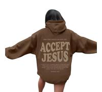 Generisch Felpa da donna a maniche lunghe con cappuccio con lettere stampate leggere e larghe camicetta top il mio account I miei ordini, marrone, XXL