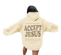 Generisch Felpa da donna a maniche lunghe con cappuccio con lettere stampate leggere e larghe camicetta top il mio account I miei ordini, beige., S