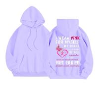 Generisch Felpa da donna a maniche lunghe con cappuccio e scritta "Conscience Cancer" al seno, ideale per il comfort quotidiano, supporto nella vita di tutti i giorni, Lilla, S