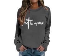 Generisch Felpa da donna alla moda, a maniche lunghe, morbida, per l'inverno, casual, senza, grigio., S