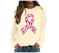 Generisch Felpa da donna alla moda senza cappuccio per la campagna di sensibilizzazione, stile casual, stampa per il mese di coscienza del cancro al seno, moda comoda ed elegante da donna, Giallo