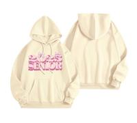 Generisch Felpa da donna casual alla moda, a maniche lunghe, 2025, con numeri stampati, design per uno streetwear moderno, beige., L