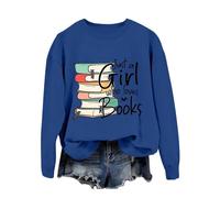 Generisch Felpa da donna, casual, alla moda, Librarian is Just A Girl Who Books, casual, a maniche lunghe, senza jogging, Blu marino, M