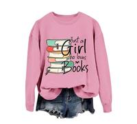 Generisch Felpa da donna, casual, alla moda, Librarian is Just A Girl Who Books, casual, a maniche lunghe, senza jogging, Colore: rosa., XL