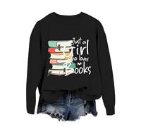 Generisch Felpa da donna, casual, alla moda, Librarian is Just A Girl Who Books, casual, a maniche lunghe, senza jogging, Nero , S