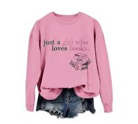 Generisch Felpa da donna casual alla moda, scollo rotondo, maniche lunghe, con scritta in lingua tedesca, Colore: rosa., L