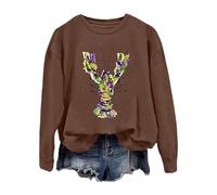 Generisch Felpa da donna casual Carnival Loose con cappuccio a maniche lunghe con stampa a lettere e scollo rotondo, in pile, colore nero, marrone, L
