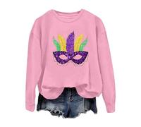 Generisch Felpa da donna, casual, carnival, tinta unita, a maniche lunghe, con stampa a girocollo, con cappuccio, Colore: rosa., L