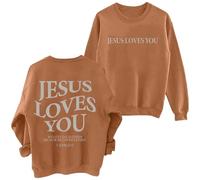 Generisch Felpa da donna casual senza maniche lunghe con stampa a lettera, per il tempo libero, l'inverno, le attività all'aria aperta (Brown, XXL)