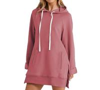 Generisch Felpa da donna con cappuccio, con cappuccio, oversize, per le mezze stagioni, con cappuccio, a maniche lunghe, per l'autunno, alla moda, con rivestimento impermeabile, Rosa-e, 4XL
