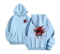 Generisch Felpa da donna con cappuccio da donna, con cappuccio, design grafico, per il tempo libero, ufficio, cardigan, sport, oversize, maglione con cappuccio, Blu, XS