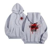 Generisch Felpa da donna con cappuccio da donna, con cappuccio, design grafico, per il tempo libero, ufficio, cardigan, sport, oversize, maglione con cappuccio, grigio., XL